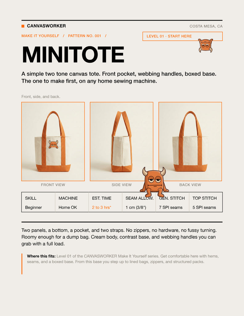 The MINITOTE Pattern- Downloadable PDF